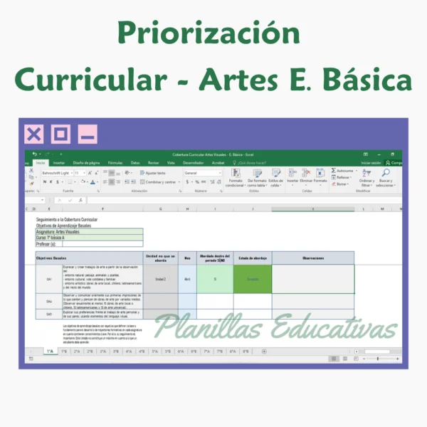 Planilla Priorización Curricular Artes E. Básica