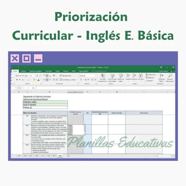 Planilla Priorización Curricular Inglés E. Básica