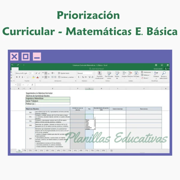 Planilla Priorización Curricular Matemáticas E. Básica